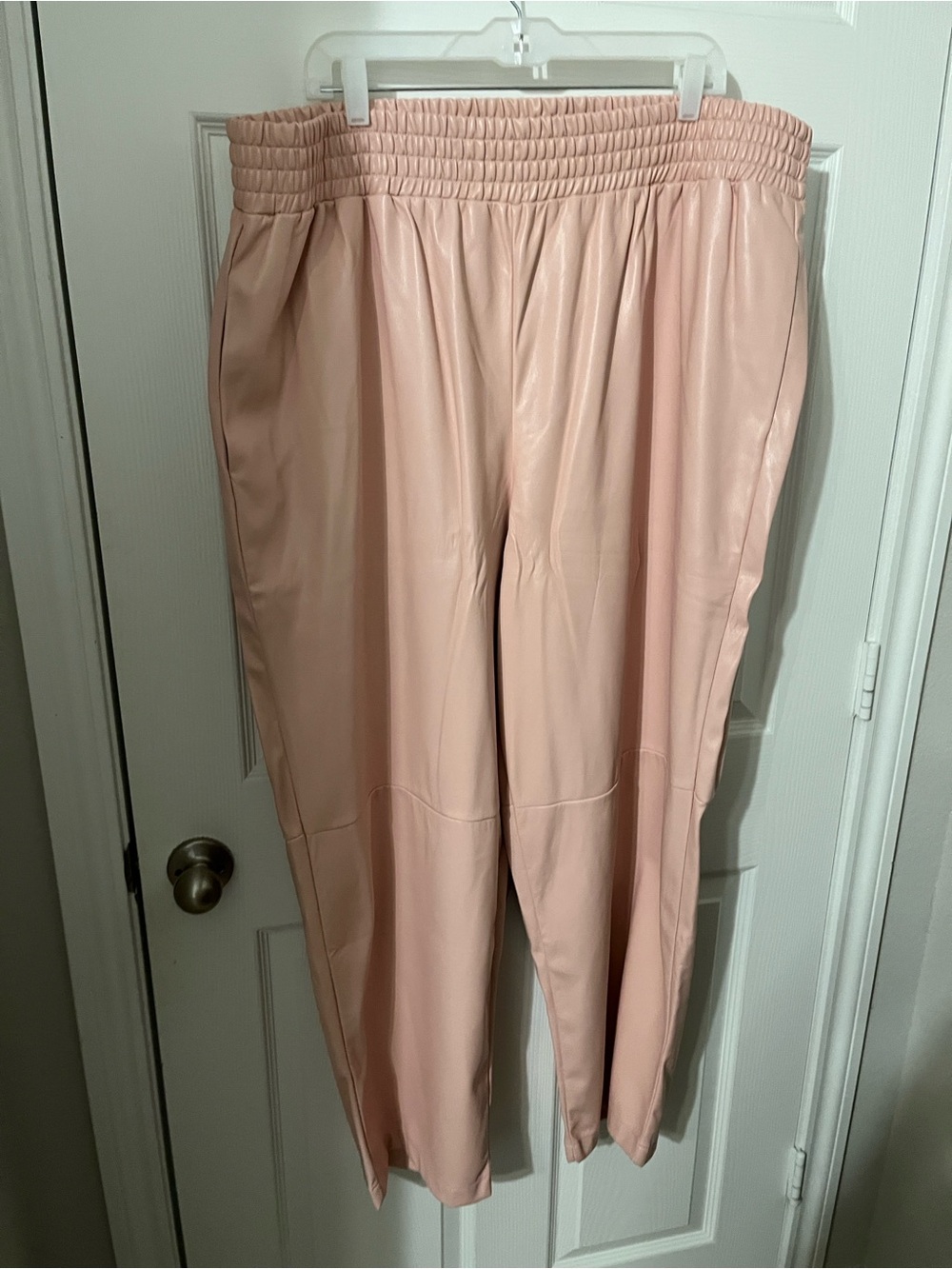 Eloquii Blush Pink High-Waist Faux Leather Trousers